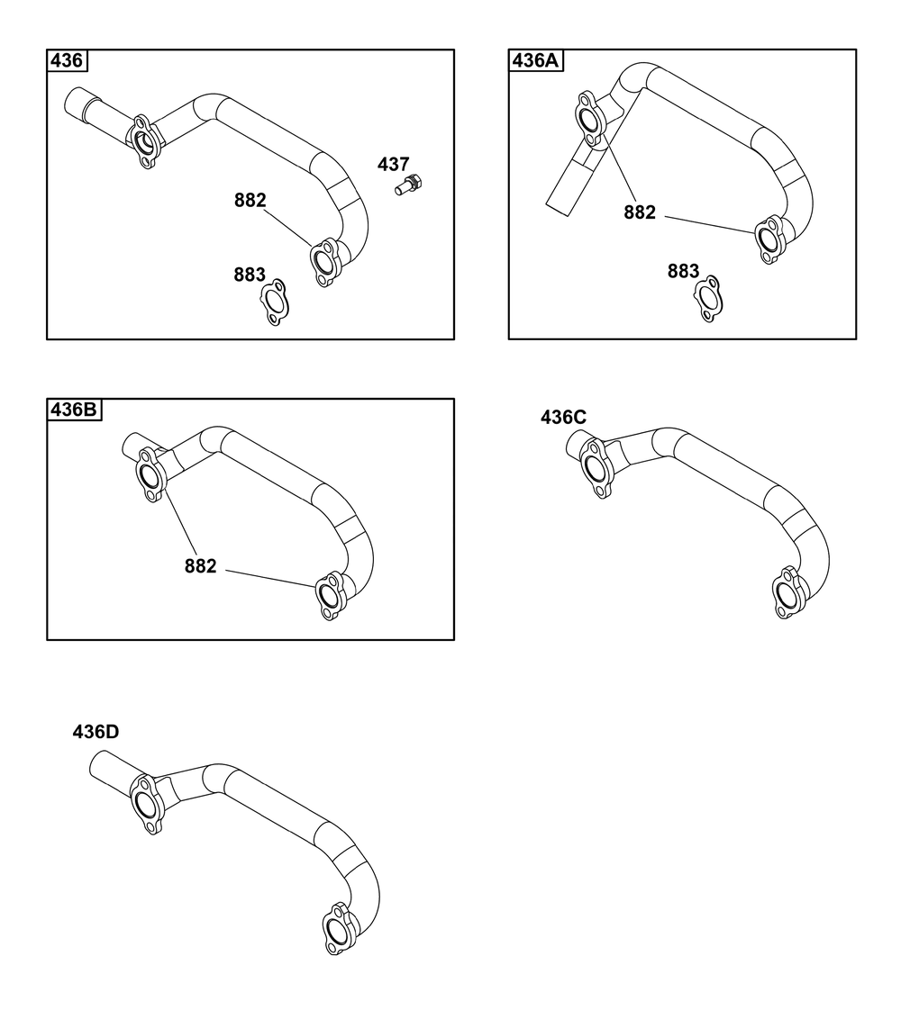 Oil Filter Side Outlet Manifolds Diagram and Parts List for 29,30,35&38  Briggs and Stratton Engine